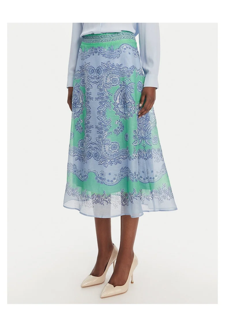 Fusta midi  fermoar, verde, 55% matase, 45% in