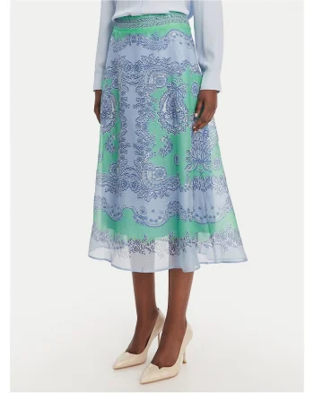 Fusta midi  fermoar, verde, 55% matase, 45% in
