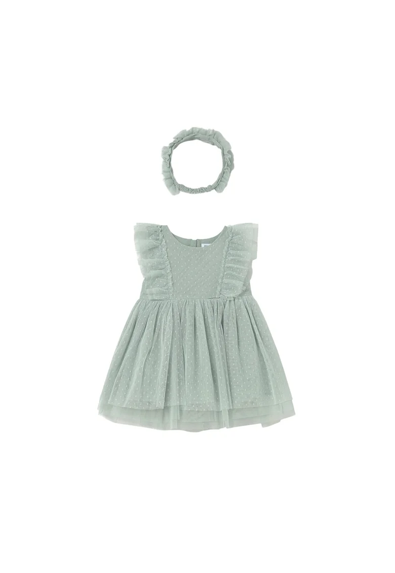 Rochie fete,  poliester, fermoar, Verde