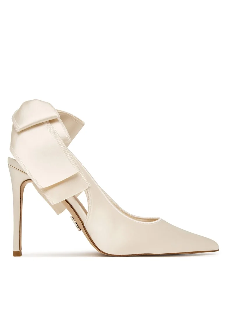 Pantofi pentru dama,  toc stiletto, bej, textil