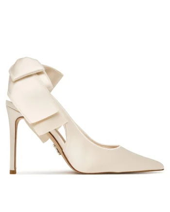 Pantofi pentru dama,  toc stiletto, bej, textil