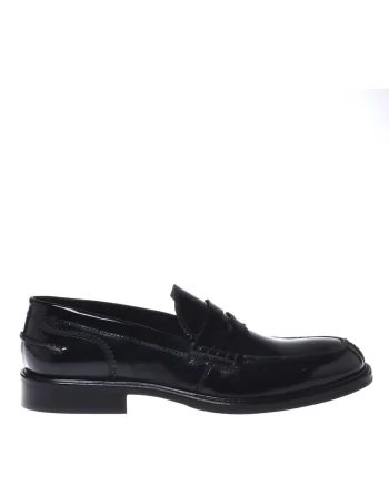 Pantofi loafer de piele uni, Negru