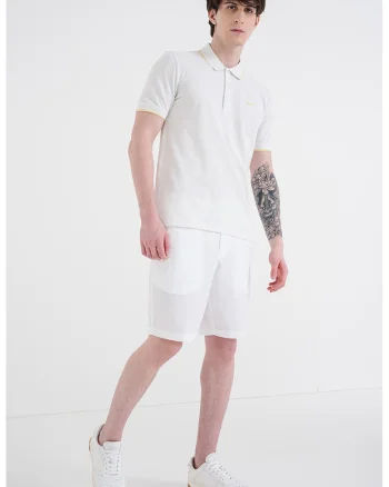 Tricou polo slim fit Dinoso, Galben pai/Alb optic