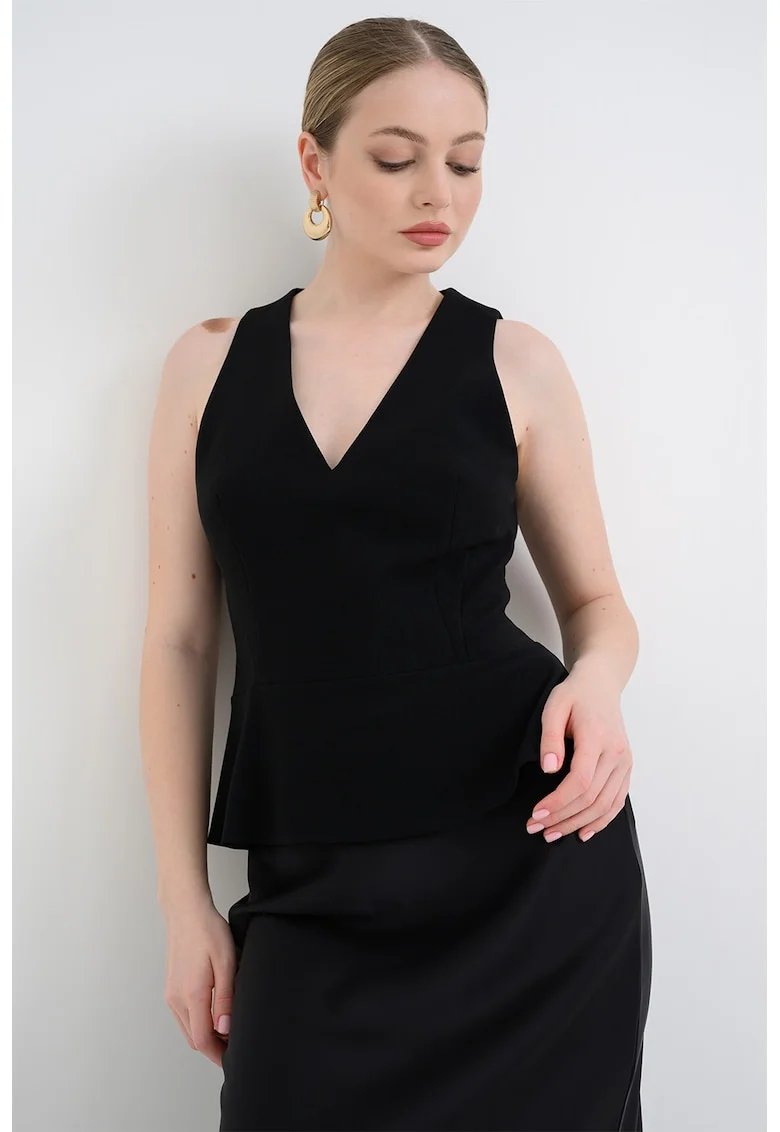 Bluza uni cu decolteu in V, Negru