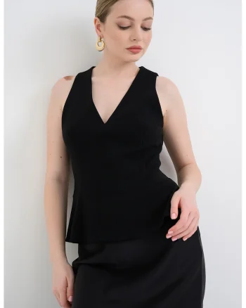 Bluza uni cu decolteu in V, Negru