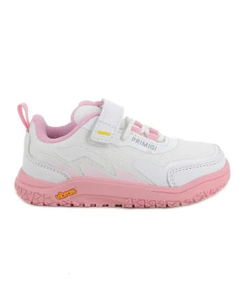 Pantofi sport din plasa cu garnituri din piele ecologica, Alb/Roz