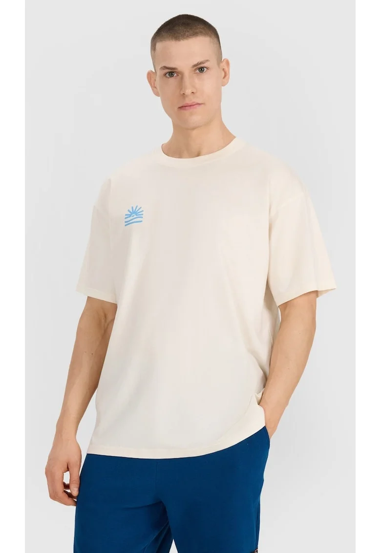 Tricou Oversize Barbati  100% Bumbac, Alb Ecru, SS25, Alb