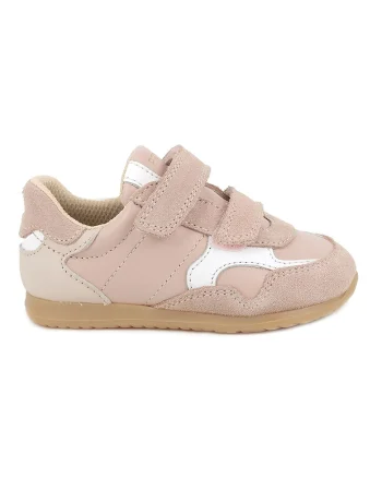 Pantofi sport din piele si piele intoarsa cu segment dublu cu inchidere velcro