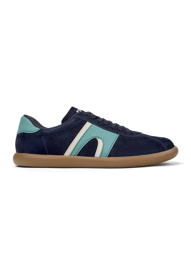 Pantofi sport Pelotas Soller din piele si piele nabuc, Albastru aquamarin/Bleumarin