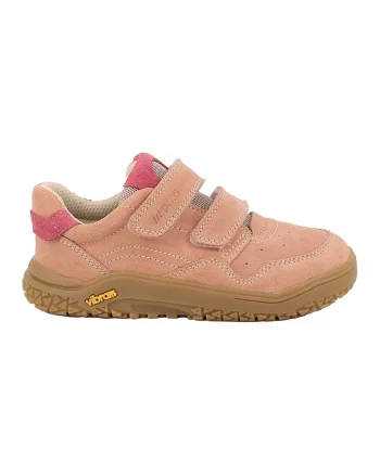 Pantofi sport din piele intoarsa cu segmente cu inchidere velcro, Roz zmeuriu/Roz somon