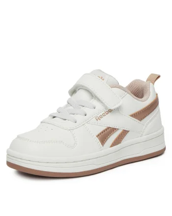 Pantofi sport  pentru fete, alb, material sintetic, inchidere velcro