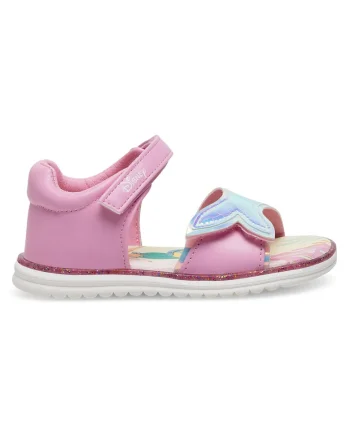 Sandale copii,  roz, velcro, piele ecologica