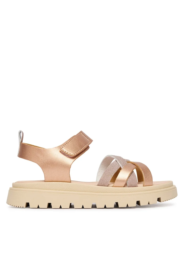 Sandale copii,  velcro, roz, piele ecologica,