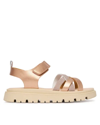 Sandale copii,  velcro, roz, piele ecologica,