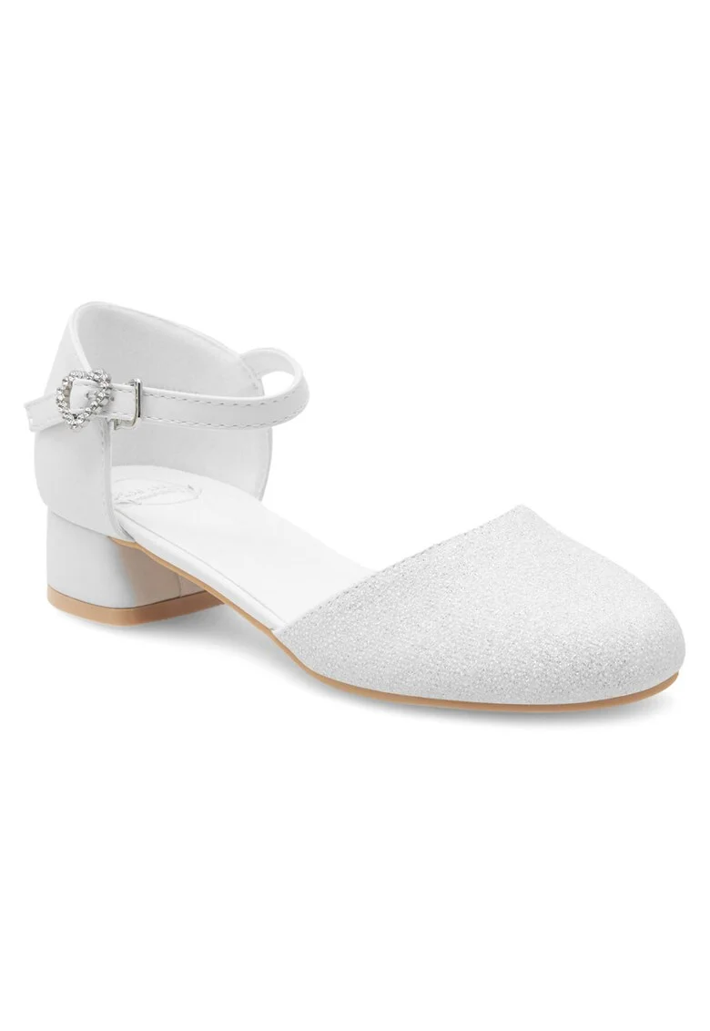 Pantofi copii,  balerini, alb, textil,