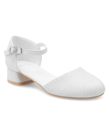 Pantofi copii,  balerini, alb, textil,