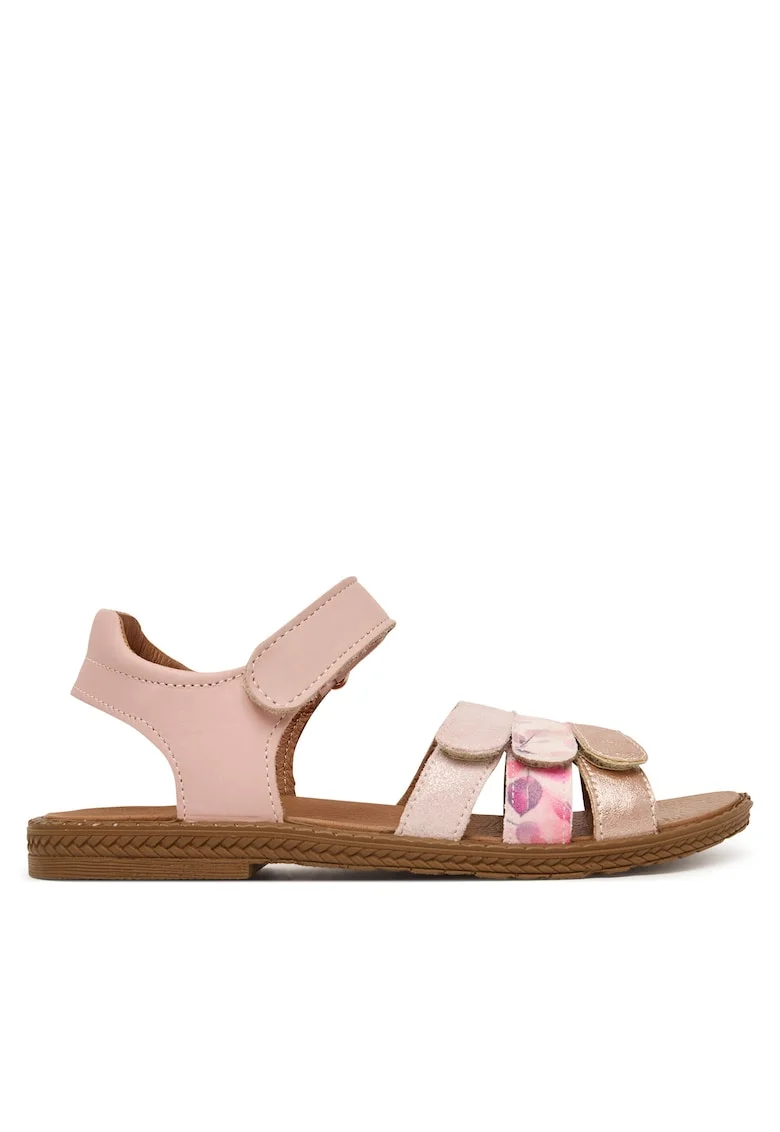 Sandale de fete,  piele naturala, roz, sistem inchidere Velcro