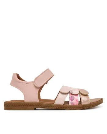 Sandale de fete,  piele naturala, roz, sistem inchidere Velcro