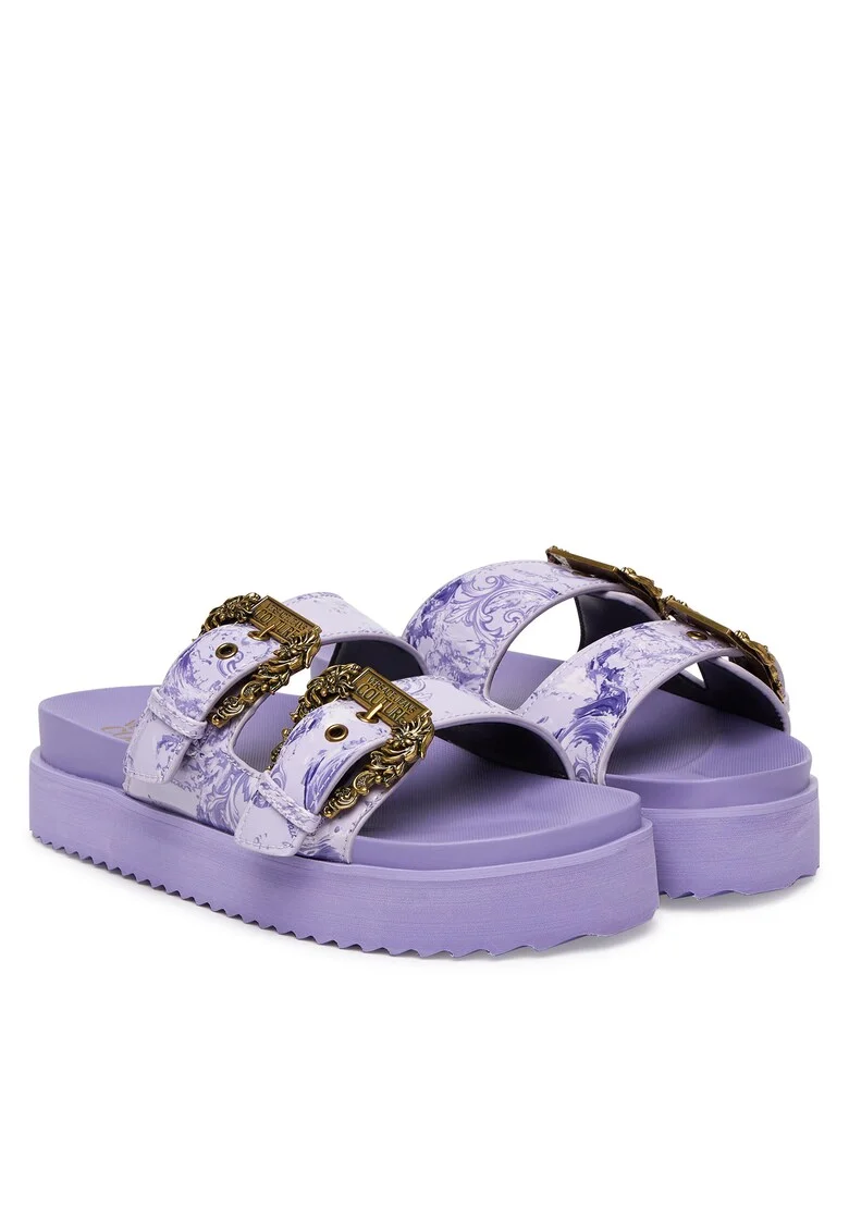 Papuci pentru dama,  piele ecologica, violet