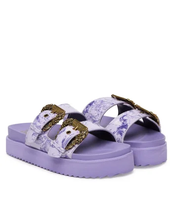 Papuci pentru dama,  piele ecologica, violet