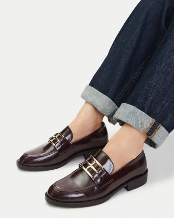 Mocasini dama,  piele ecologica, rosu,