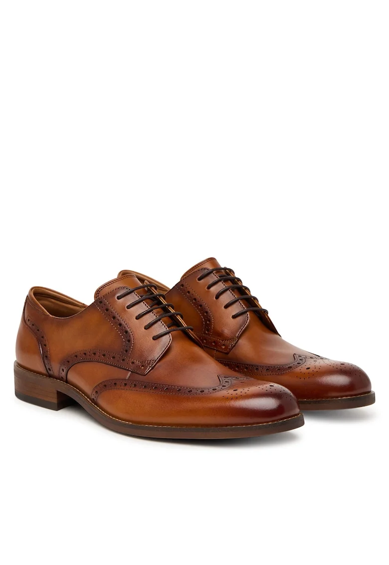 Pantofi barbati,  piele naturala/sintetic, maro