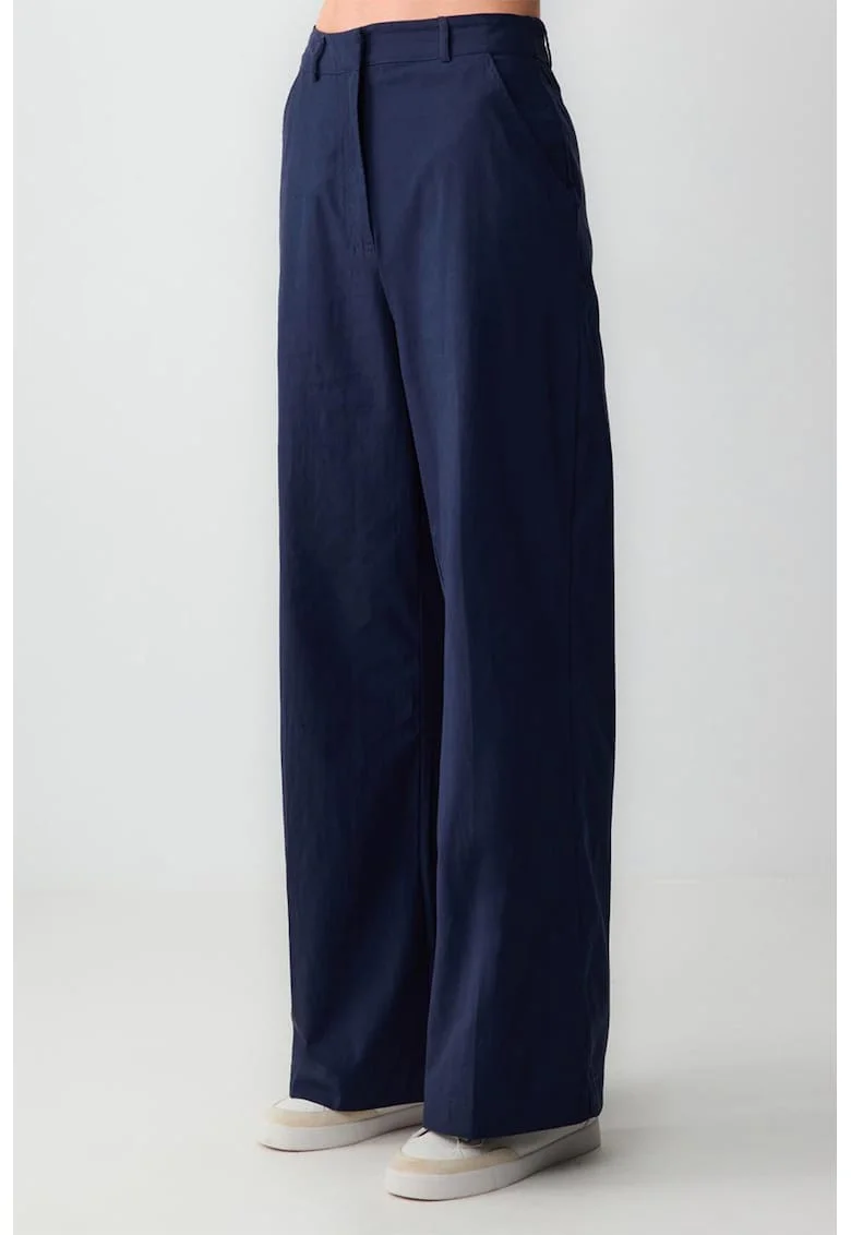 Pantaloni cu croiala ampla si buzunare oblice, Bleumarin
