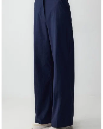 Pantaloni cu croiala ampla si buzunare oblice, Bleumarin
