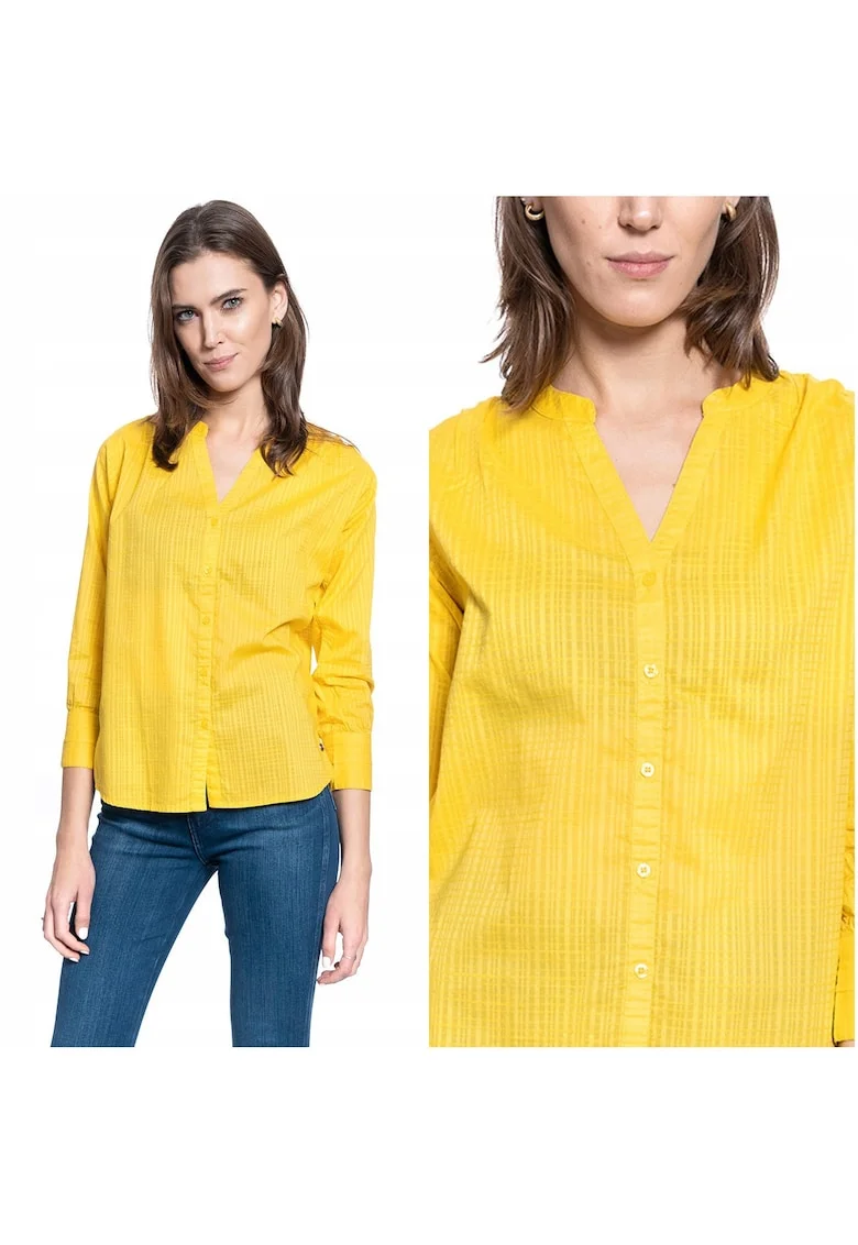 Camasa Dama,  EDDA BLOUSE, 100% Bumbac Natural Calitate Premium, Croiala Slim Fit, Material Moale Si Respirabil, Design Clasic Cu Guler, Inchidere Cu Nasturi, Ideala Pentru Tinute Casual, Marimea 36 S, Galben