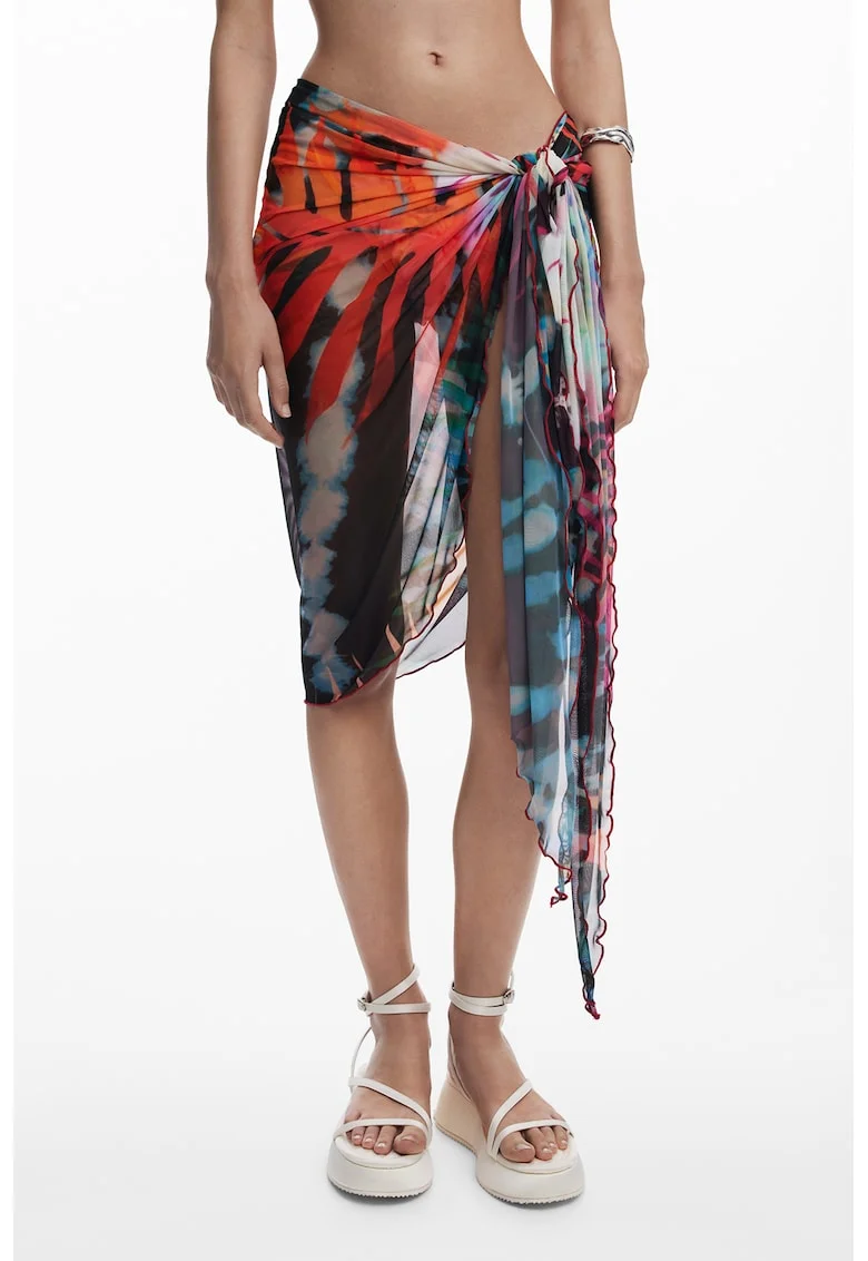 Fusta de plaja cu design nod si model, Multicolor