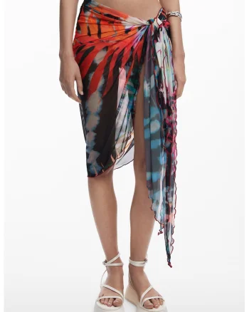 Fusta de plaja cu design nod si model, Multicolor