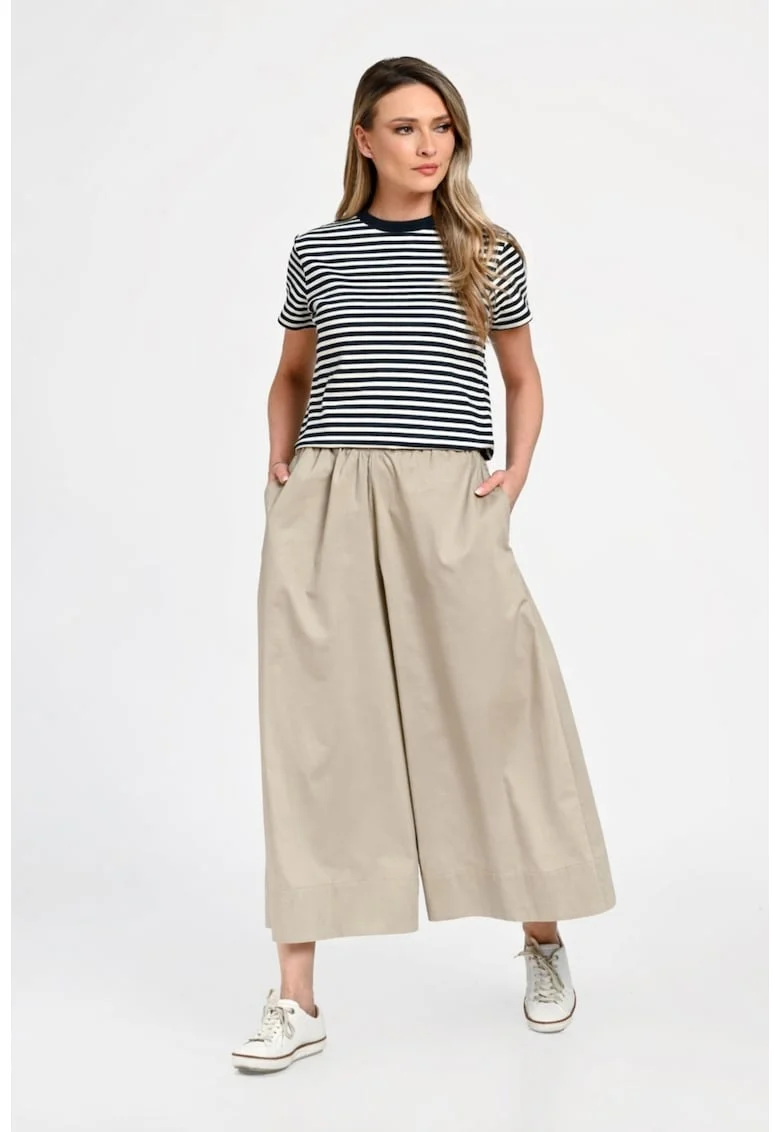 Pantaloni culottes uni, Bej