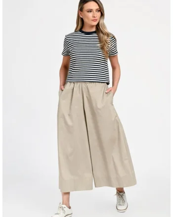 Pantaloni culottes uni, Bej