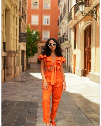 Pantaloni cu talie inalta Artichoke, Portocaliu