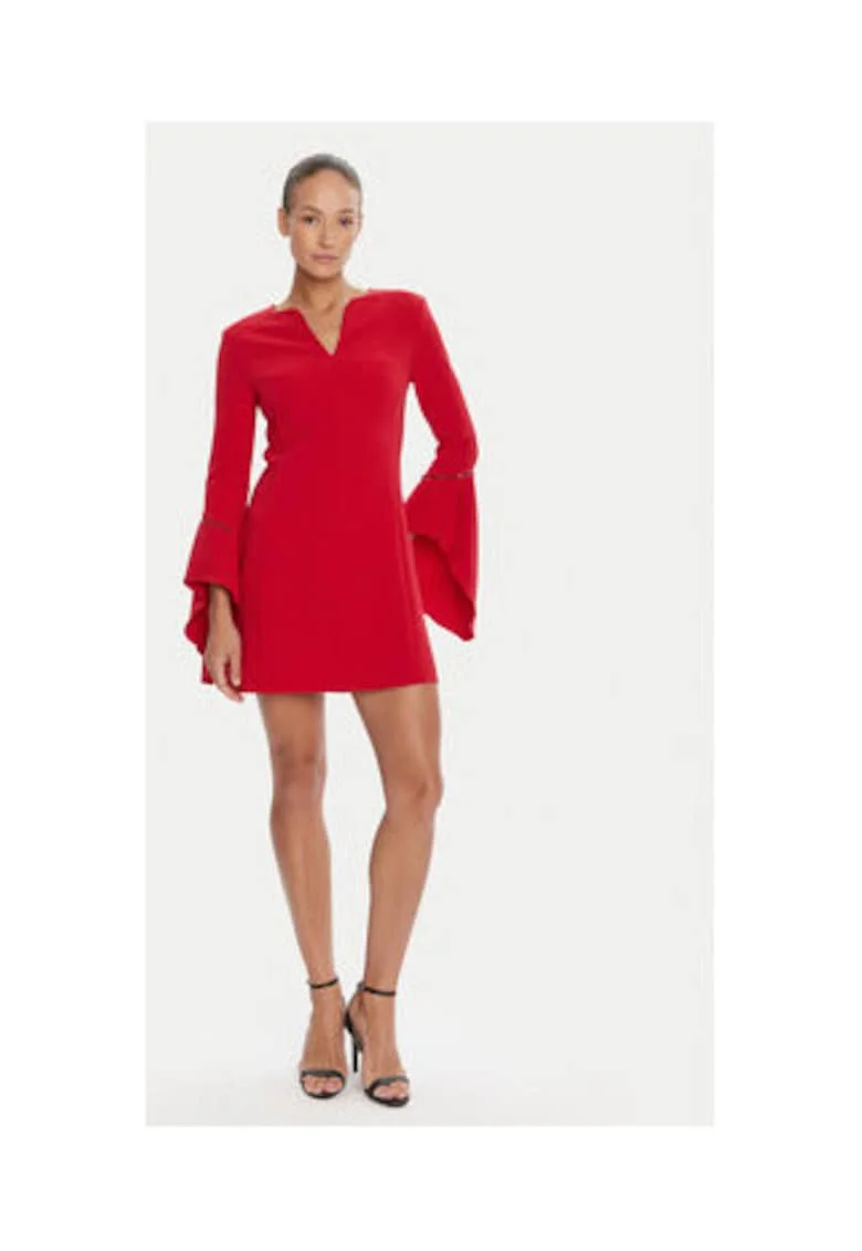 Rochie de cocktail,  rosu, 78% poliester, 17% viscoza, 5% elastan,