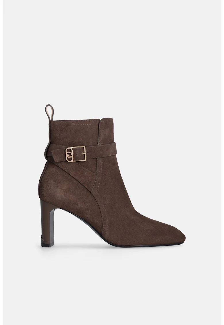Botine de piele intoarsa cu toc inalt Laila, Maro