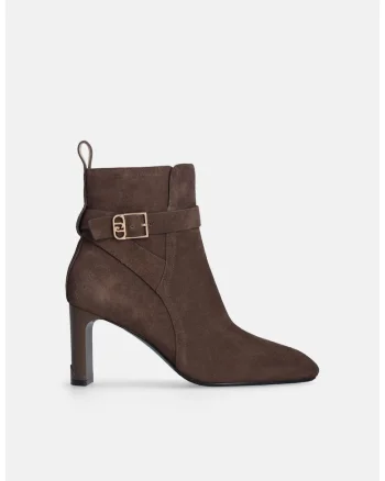 Botine de piele intoarsa cu toc inalt Laila, Maro