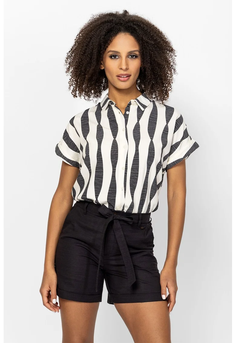 Camasa cu model Rhinty, Negru/Alb murdar