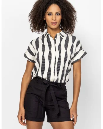 Camasa cu model Rhinty, Negru/Alb murdar