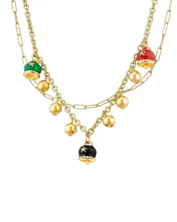 Colier placat cu aur de 18K si pandantiv Lucky Charm, Auriu