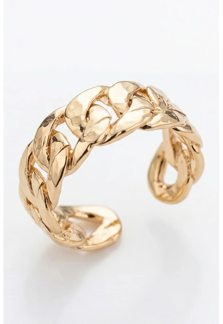 Cercei earcuff cu model lant, Auriu
