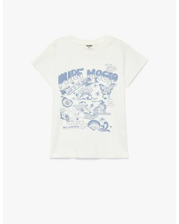 Tricou de bumbac cu imprimeu grafic, Alb