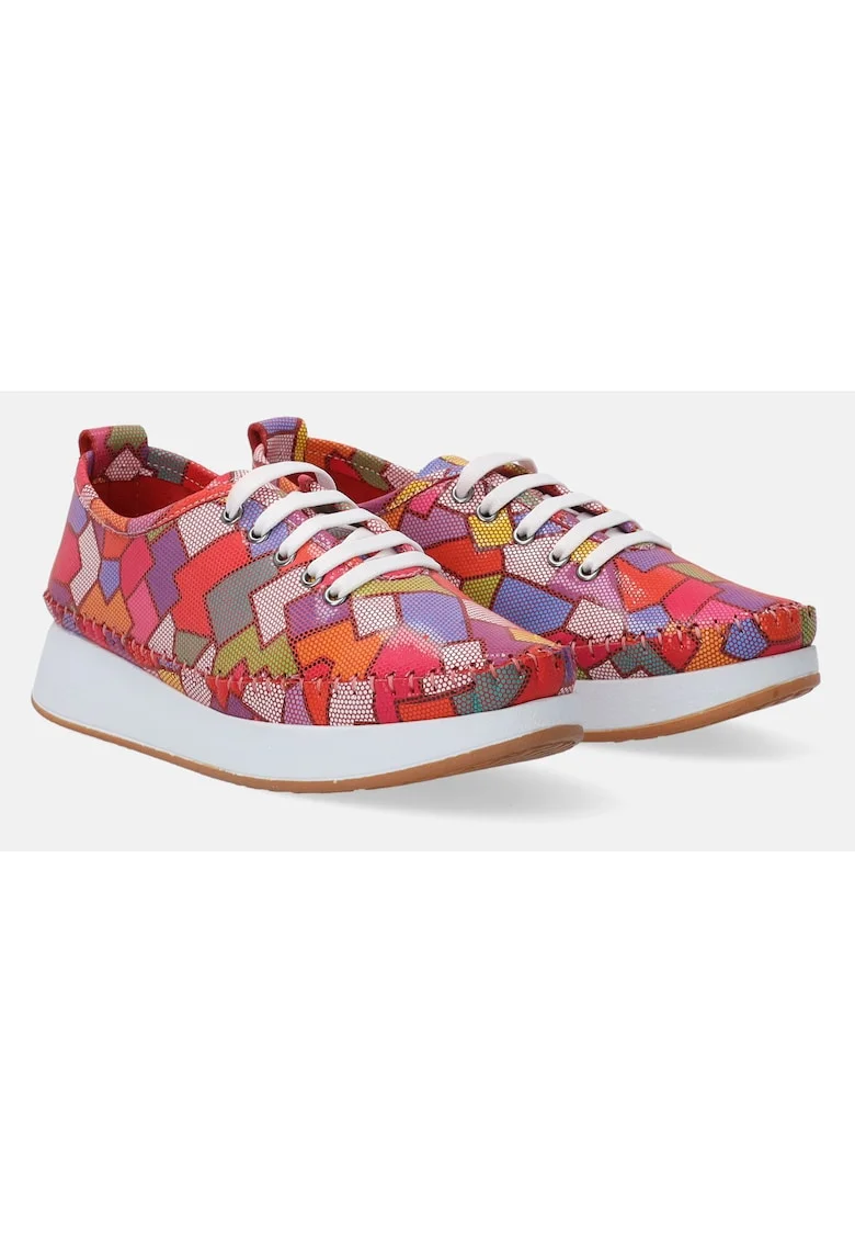 Pantofi sport cu imprimeu geometric si talpa wedge