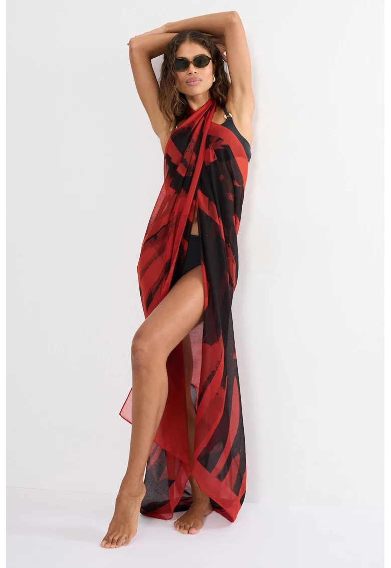 Pareo pentru plaja MyWear, Rosu/Negru