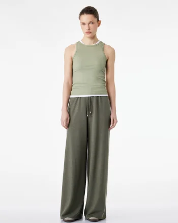 Pantaloni dn amestec de modal cu croiala ampla, Kaki inchis
