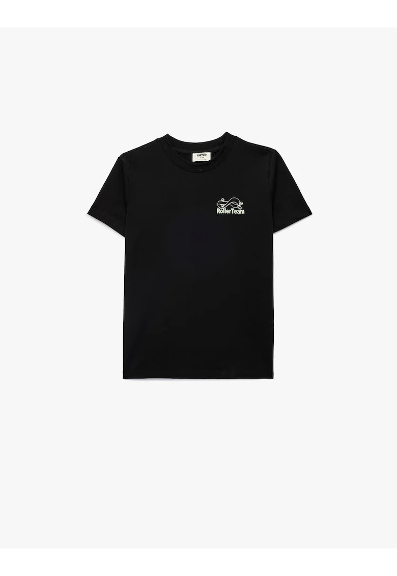 Tricou din bumbac cu imprimeu pe partea din spate, Alb/Negru