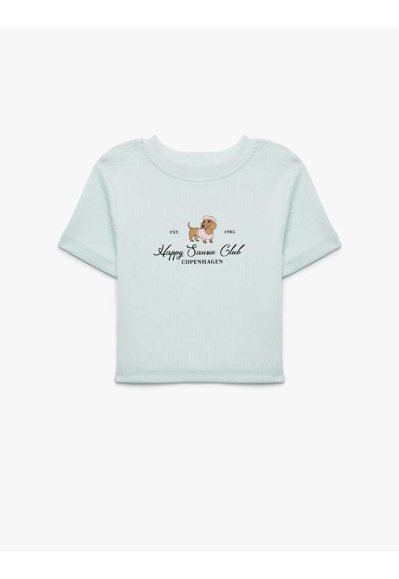 Tricou din amestec de bumbac cu design text, Maro/Roz pastel/Albastru glaciar