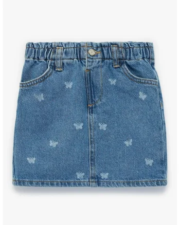 Fusta mini de denim, Albastru melange