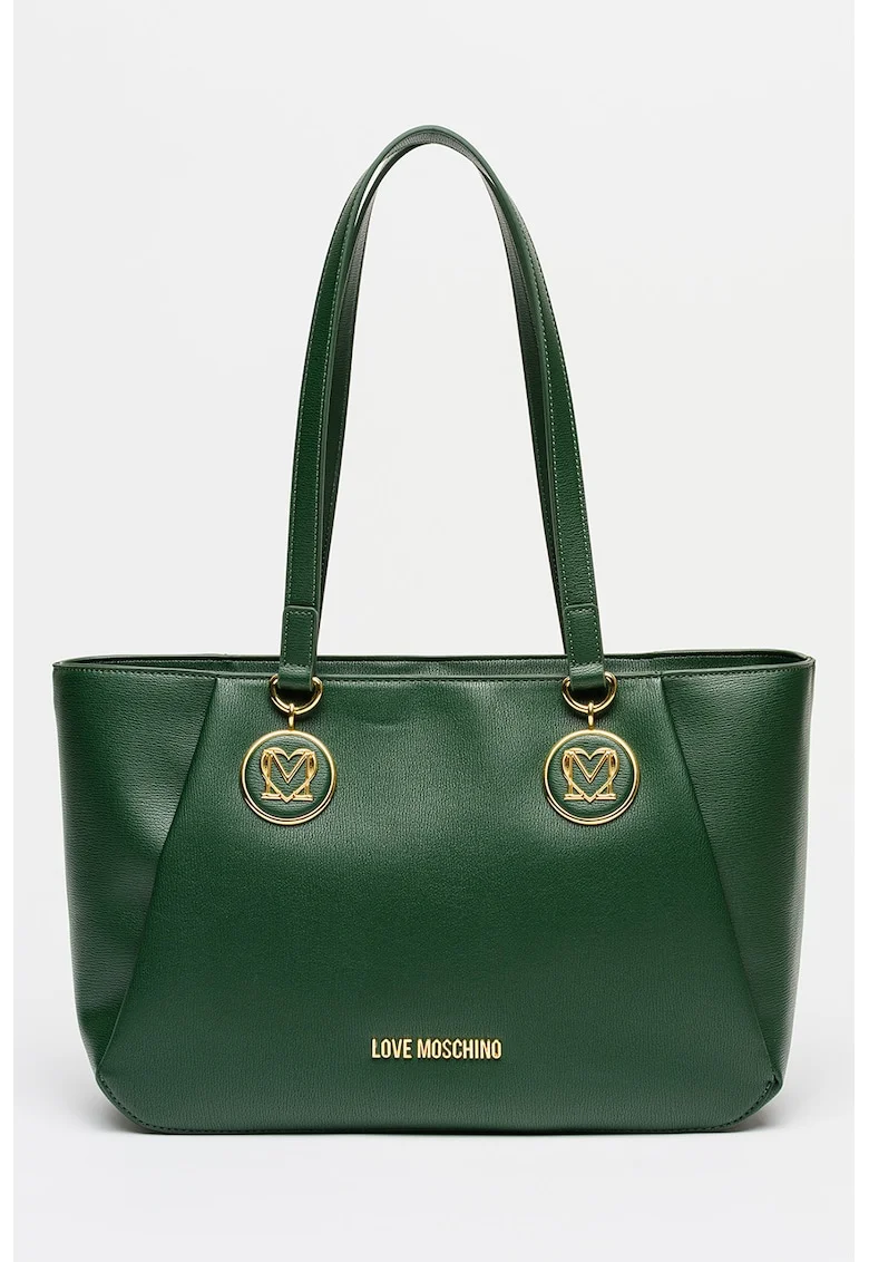 Geanta shopper din piele ecologica, Verde padure