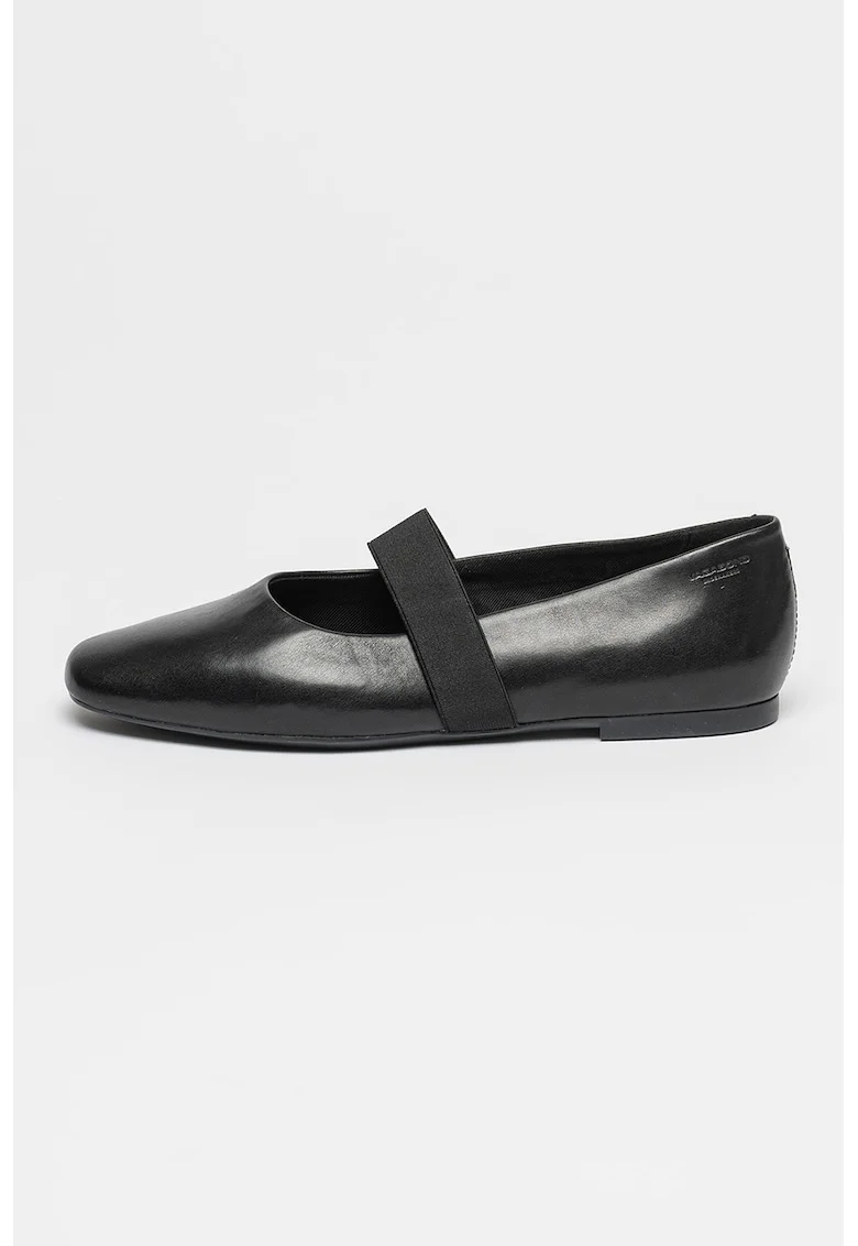 Balerini din piele cu segment elastic Jolin, Negru